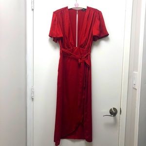 Express Satin midi dress with bow